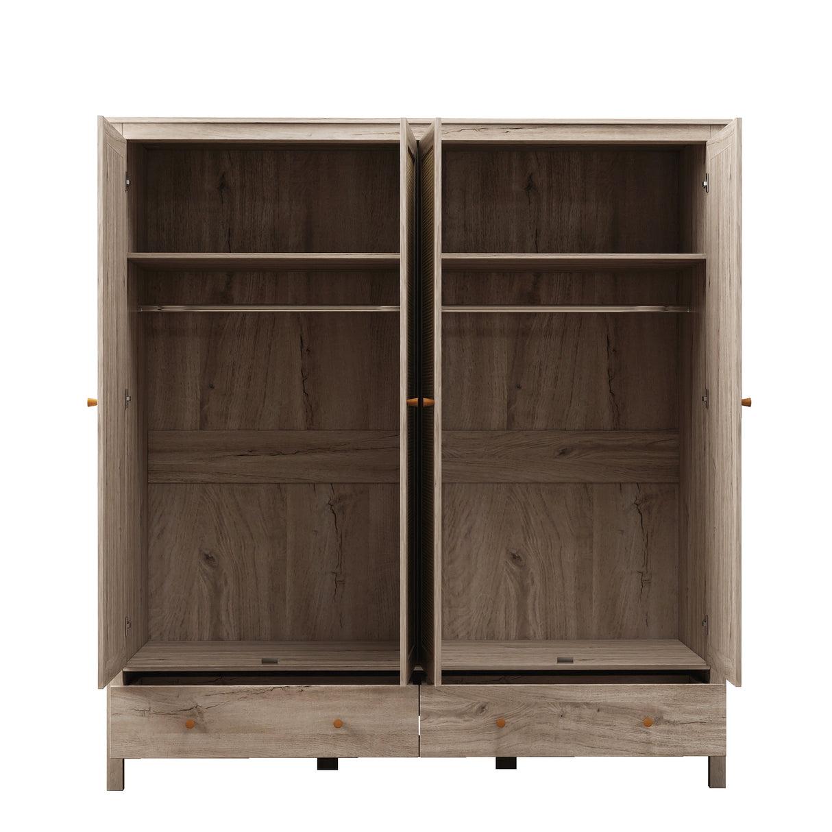 Willow Rattan 4 Door Wardrobe with 2 Drawers