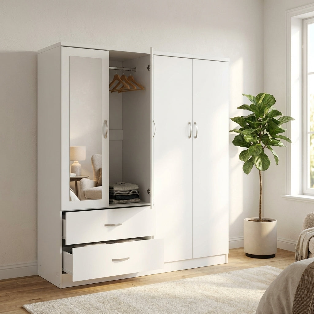 Paddington 4 Door 2 Drawer Mirrored Wardrobe