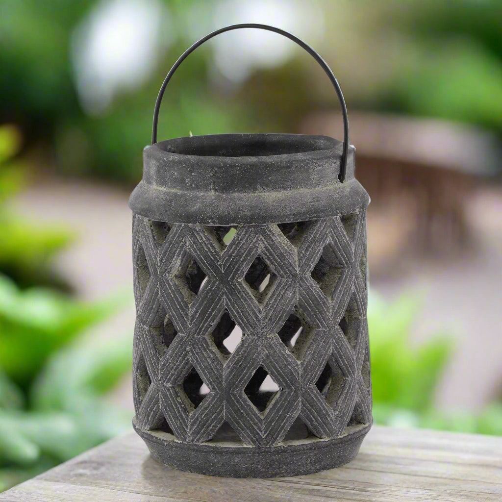 Amalfi Large Lattice Ceramic Lantern