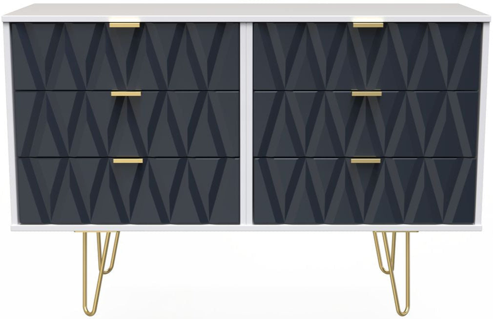 Diamond 6 Drawer Midi Chest with Gold Hairpin Legs