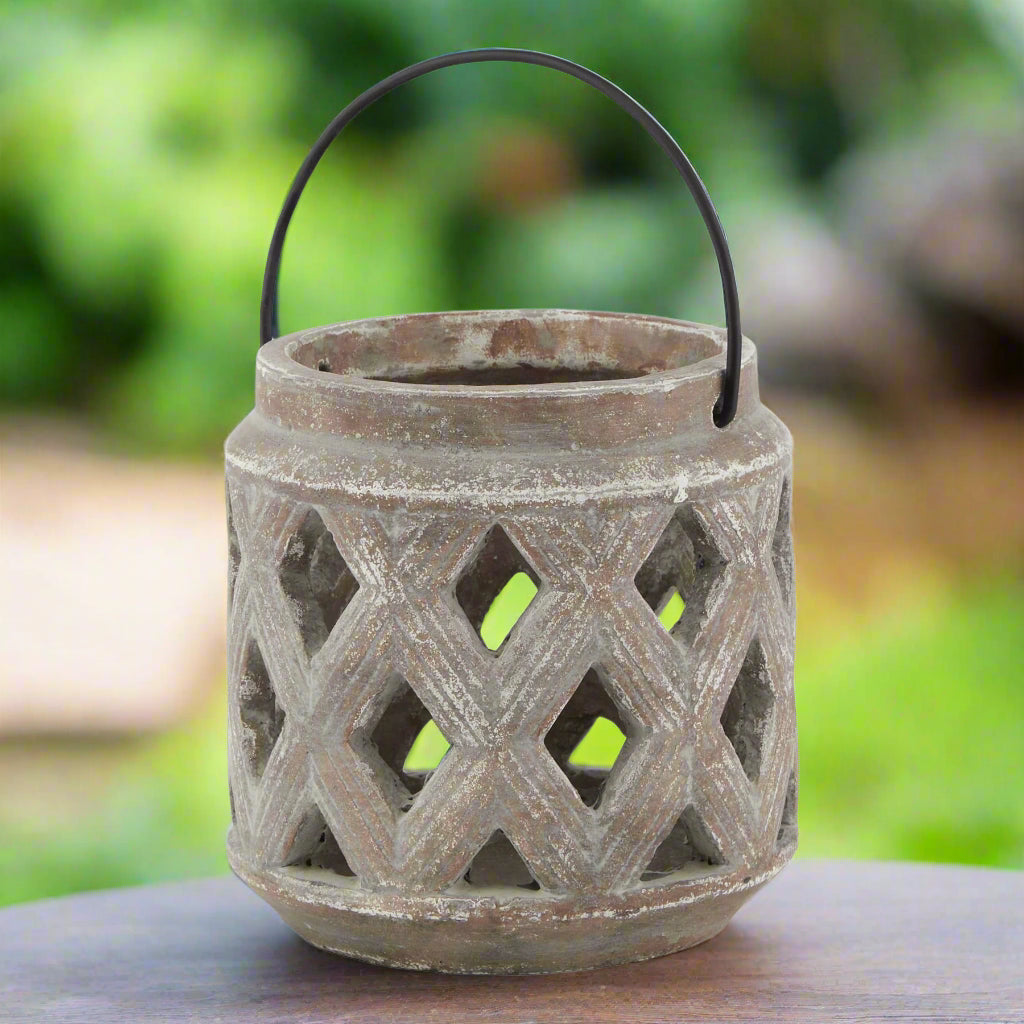 Siena Lattice Ceramic Lantern