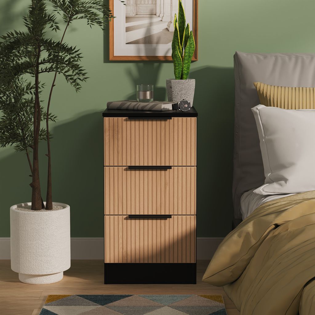 Java 3 Drawer Bedside Table