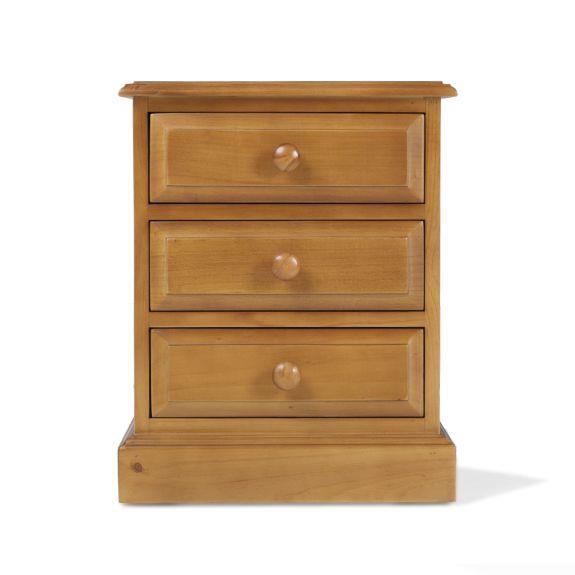 Maple 3 Drawer Bedside Table