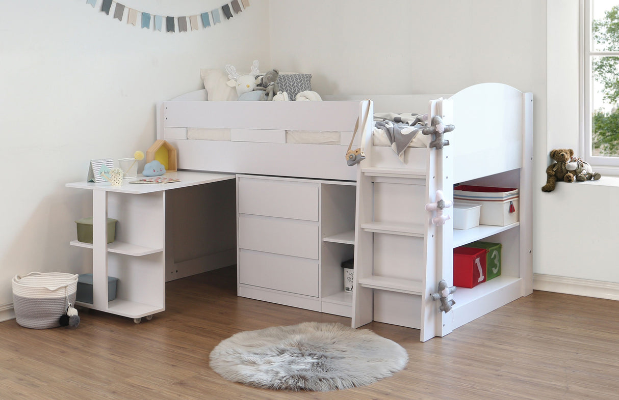 Billie Mid Sleeper Children's Bed Frame with Desk