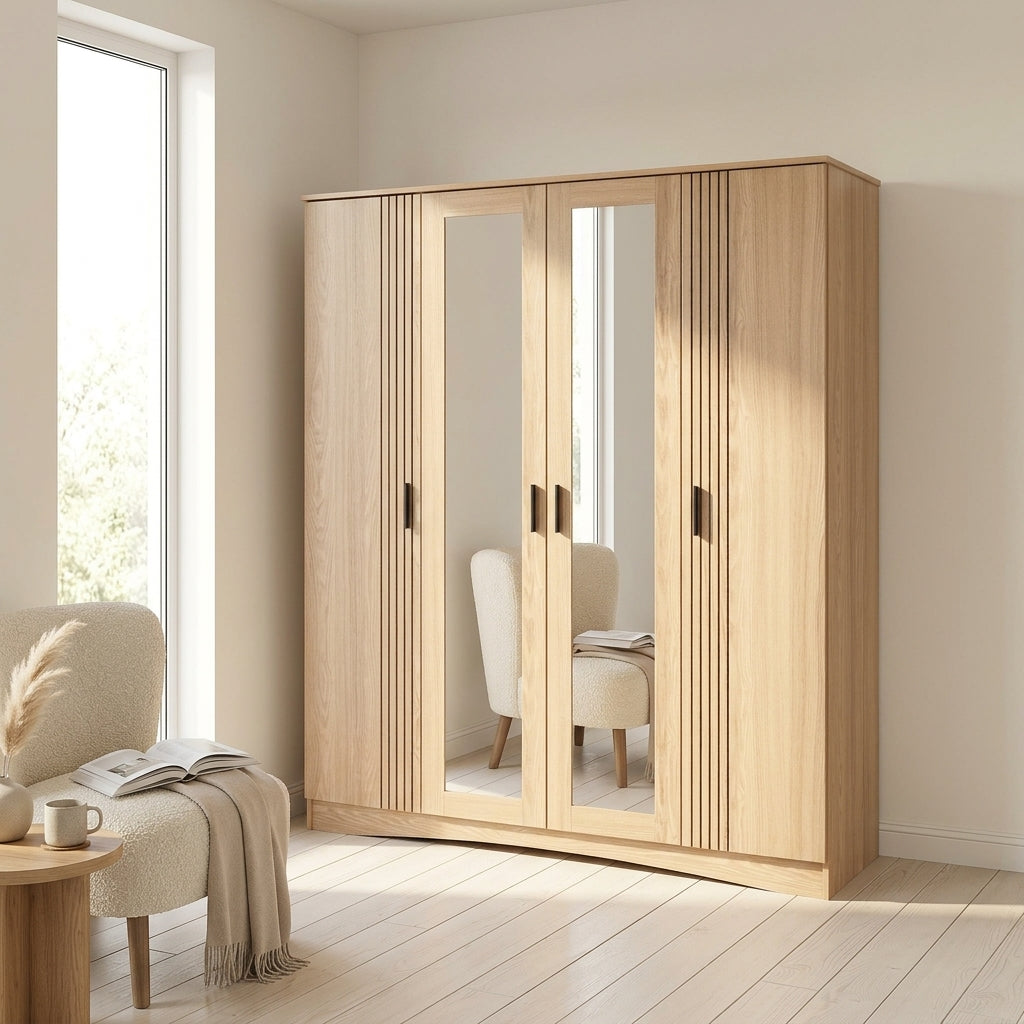 Tessa 4 Door Mirrored Wardrobe