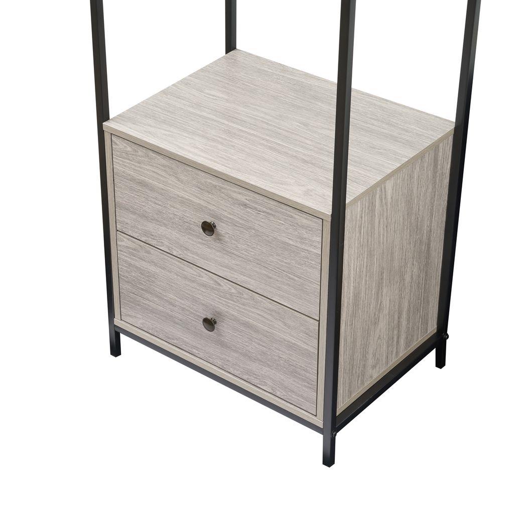 Alva Open Wardrobes with 2 Drawers & 4 Shelves Set