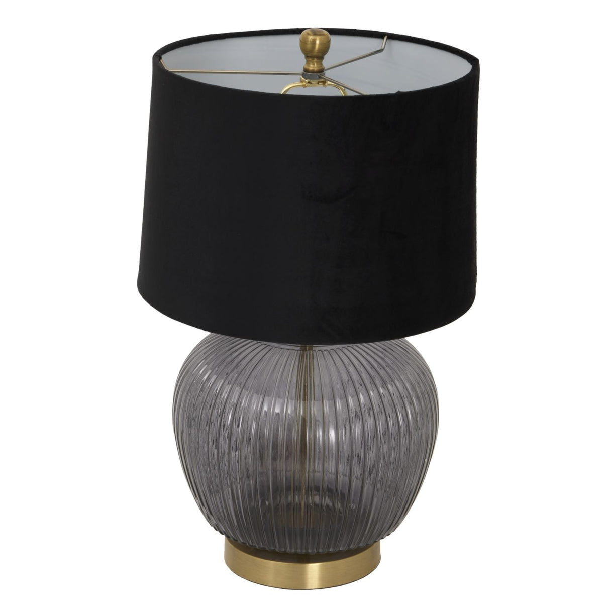 Luxton Glass Ribbed Table Lamp with Velvet Shade