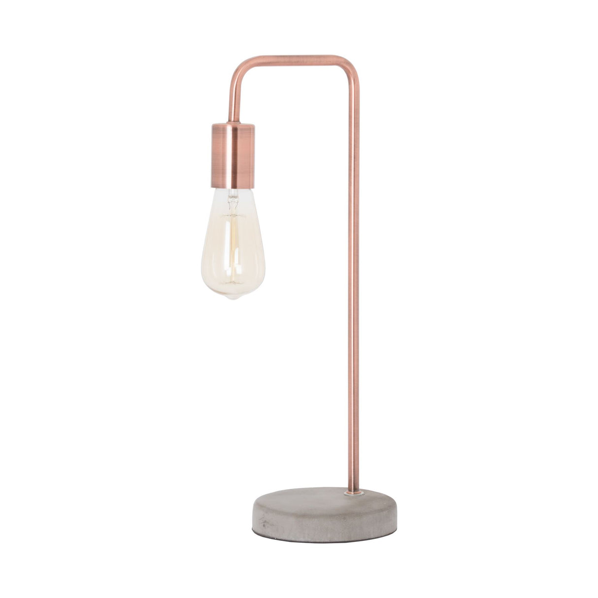 Copper Curved Industrial Lamp with Stone Base