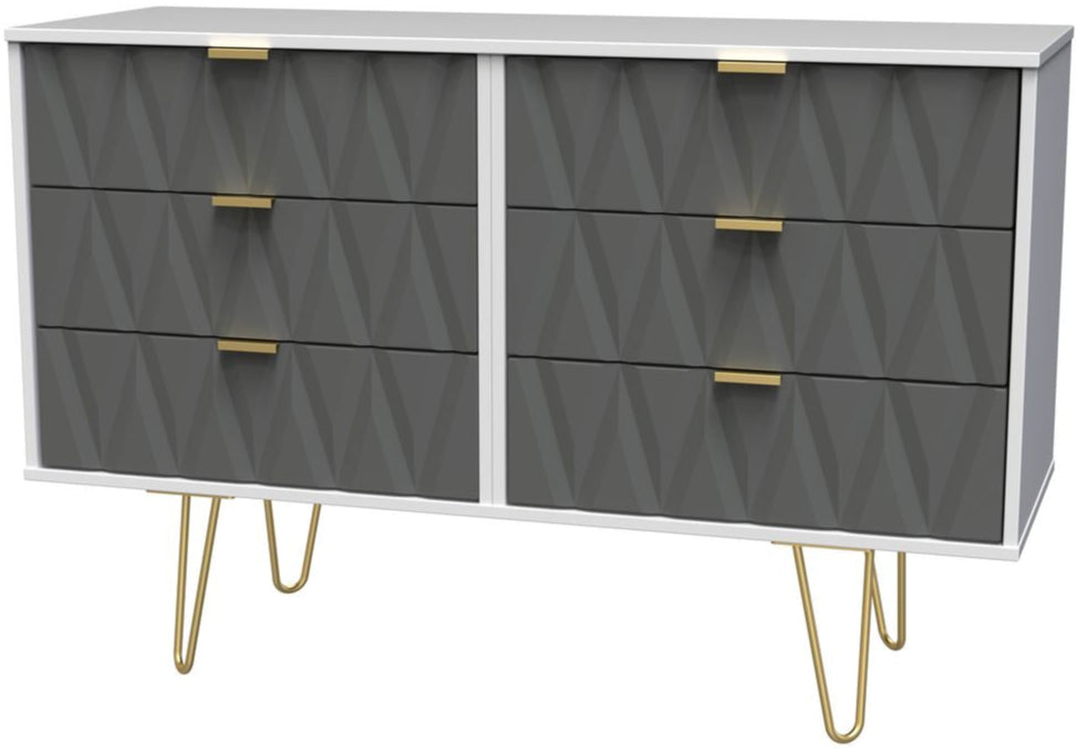 Diamond 6 Drawer Midi Chest with Gold Hairpin Legs
