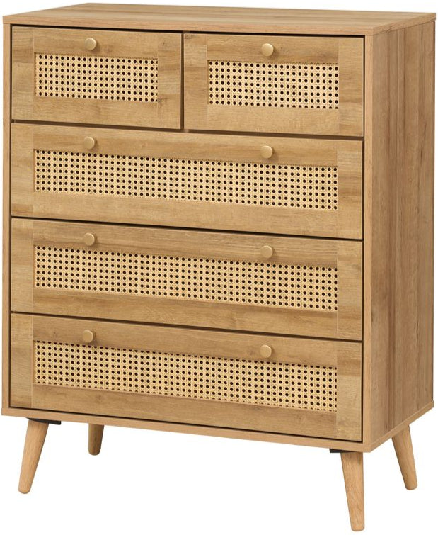 Manila Rattan 3+2 Drawer Chest of Drawers