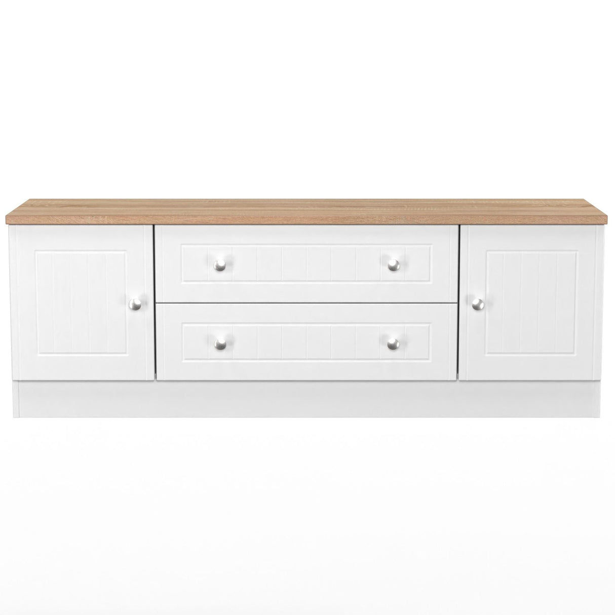 Vienna 2 Door 2 Drawer Wide TV Unit with Oak Top