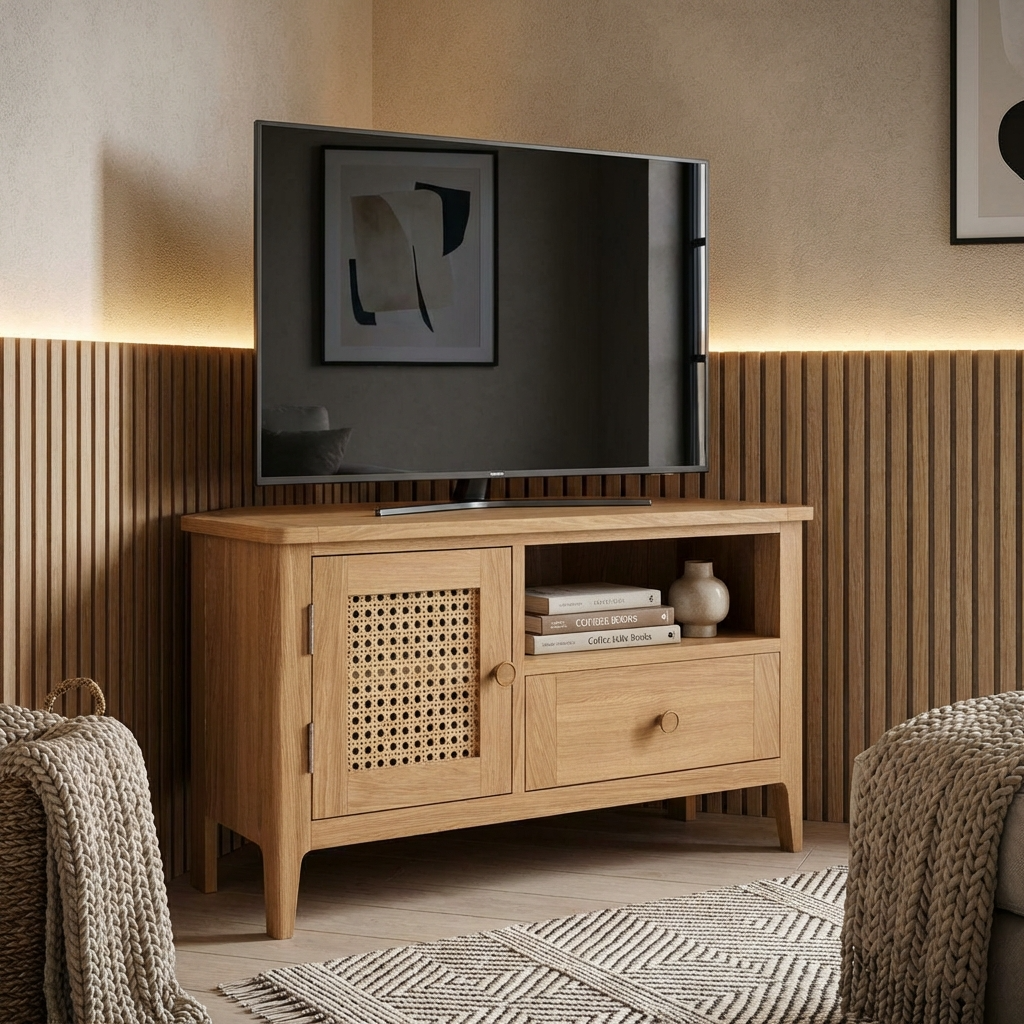 Cypress 1 Door 1 Drawer Rattan Corner TV Unit