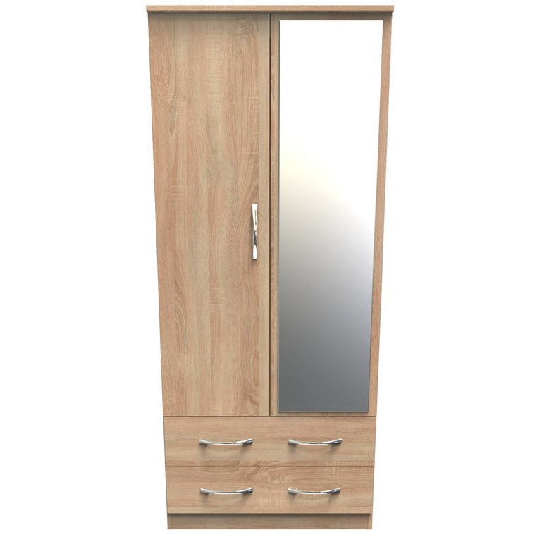 Avon Mirrored 2 Drawer 2 Door Double Wardrobe