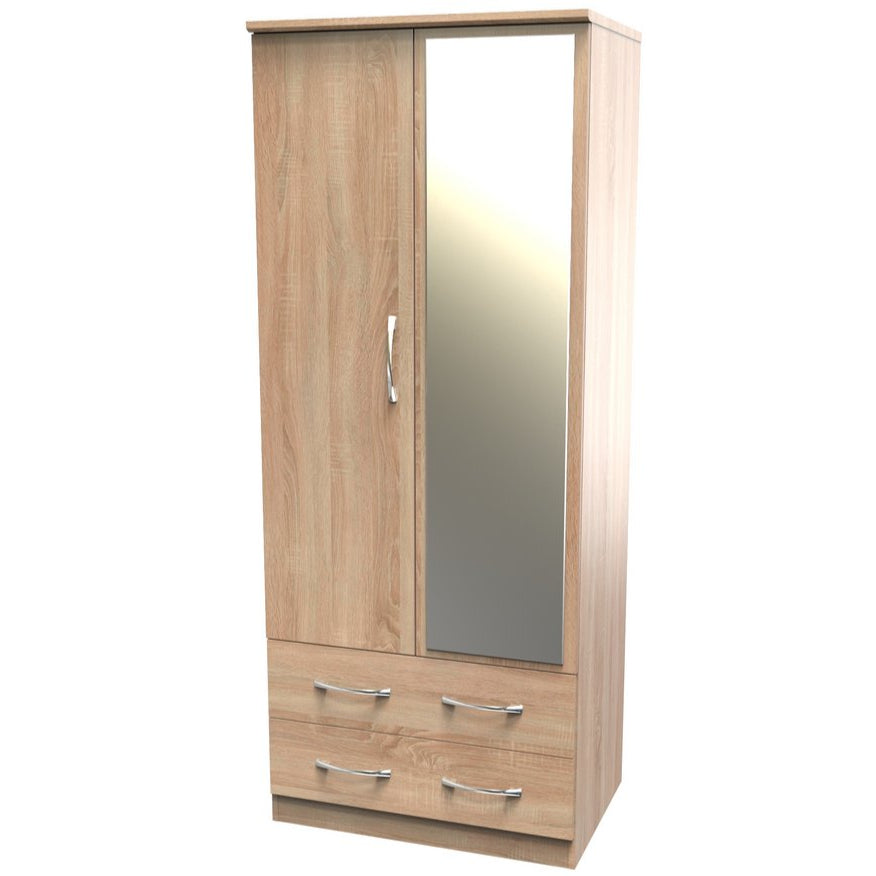 Avon Mirrored 2 Drawer 2 Door Double Wardrobe