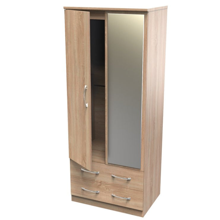 Avon Mirrored 2 Drawer 2 Door Double Wardrobe