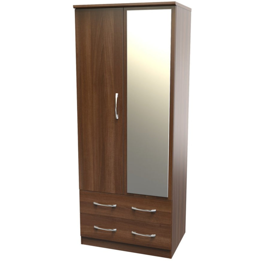 Avon Mirrored 2 Drawer 2 Door Double Wardrobe