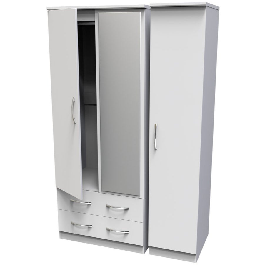 Avon Mirrored 2 Drawer 3 Door Triple Wardrobe