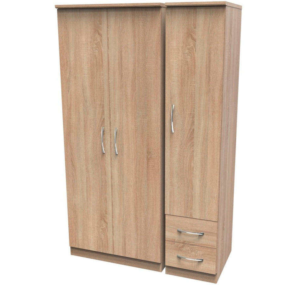 Avon 2 Drawer 3 Door Triple Plain Wardrobe