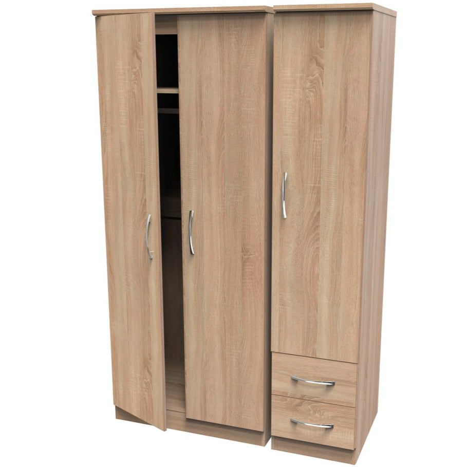 Avon 2 Drawer 3 Door Triple Plain Wardrobe