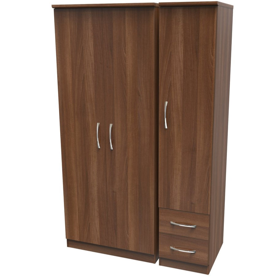 Avon 2 Drawer 3 Door Triple Plain Wardrobe