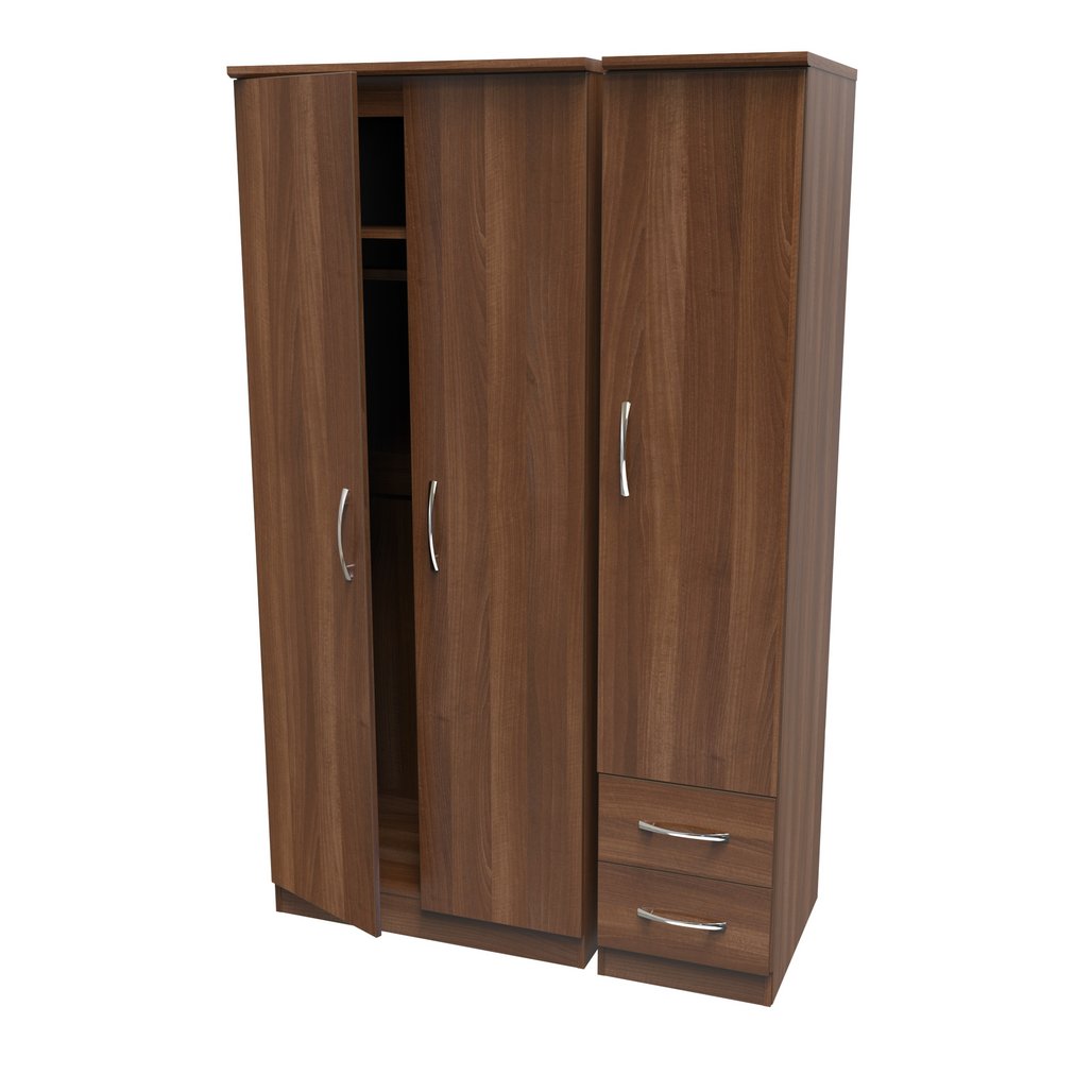 Avon 2 Drawer 3 Door Triple Plain Wardrobe