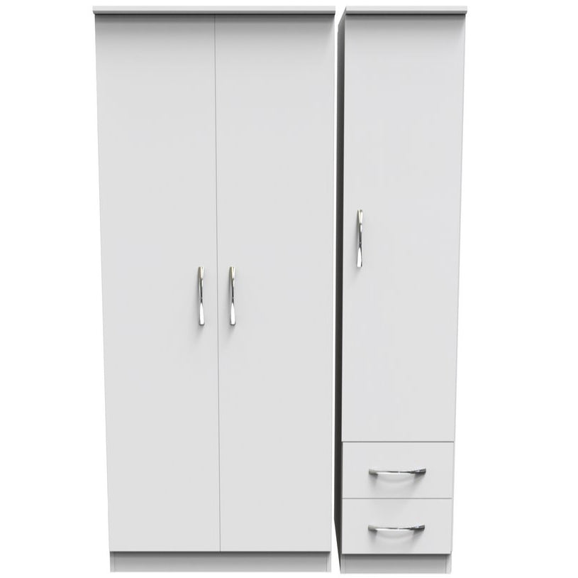 Avon 2 Drawer 3 Door Triple Plain Wardrobe
