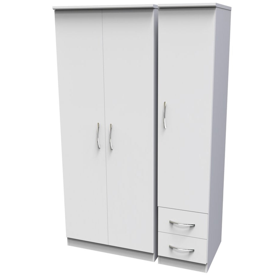 Avon 2 Drawer 3 Door Triple Plain Wardrobe