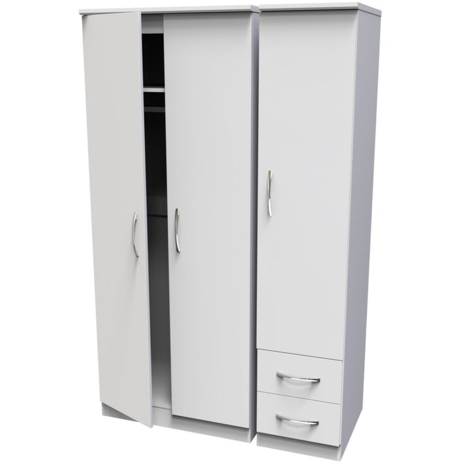 Avon 2 Drawer 3 Door Triple Plain Wardrobe