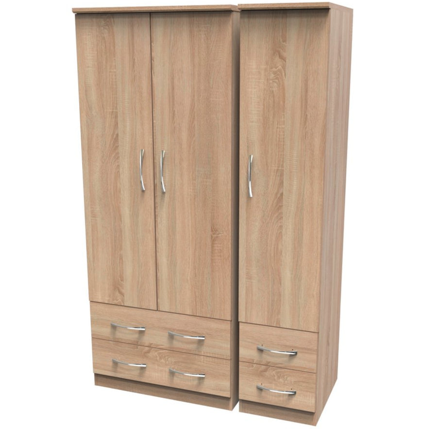 Avon 4 Drawer 3 Door Triple Wardrobe