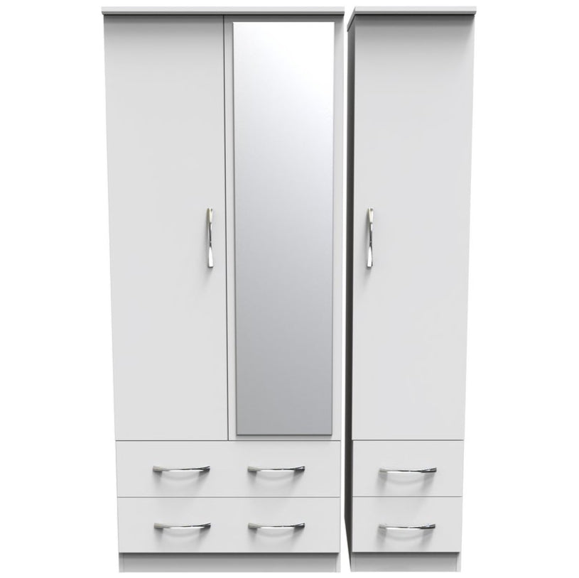 Avon Mirrored 4 Drawer 3 Door Triple Wardrobe