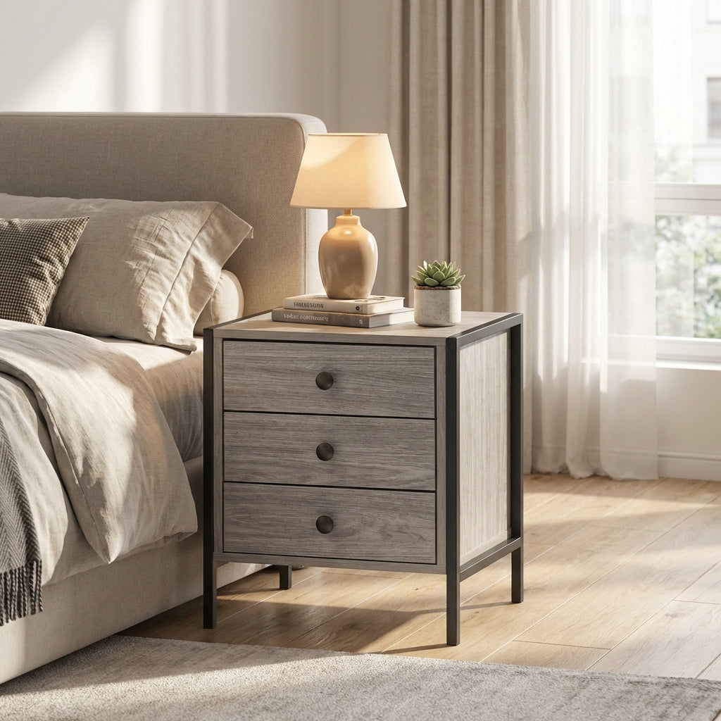 Alva 3 Drawer Bedside Table