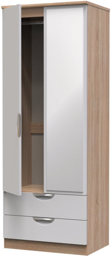 Camden Tall Mirrored 2 Drawer 2 Door Double Wardrobe