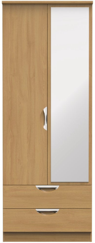 Camden Tall Mirrored 2 Drawer 2 Door Double Wardrobe