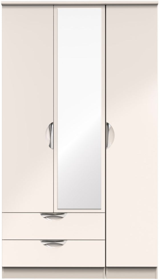 Camden Tall Mirrored Large 2 Drawer 3 Door Triple Wardrobe