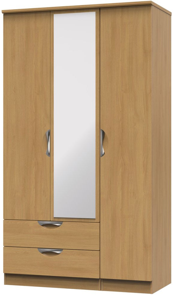 Camden Tall Mirrored Large 2 Drawer 3 Door Triple Wardrobe