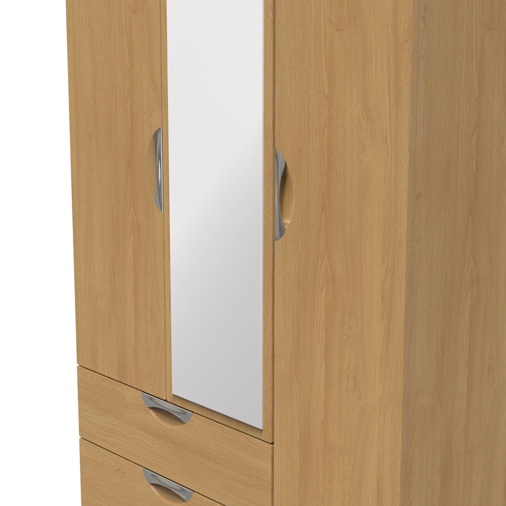 Camden Tall Mirrored Large 2 Drawer 3 Door Triple Wardrobe