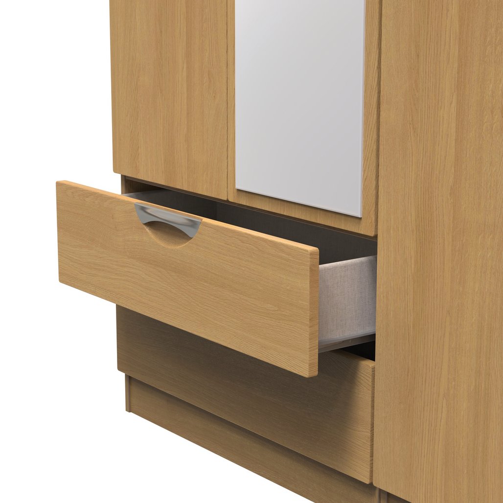 Camden Tall Mirrored Large 2 Drawer 3 Door Triple Wardrobe