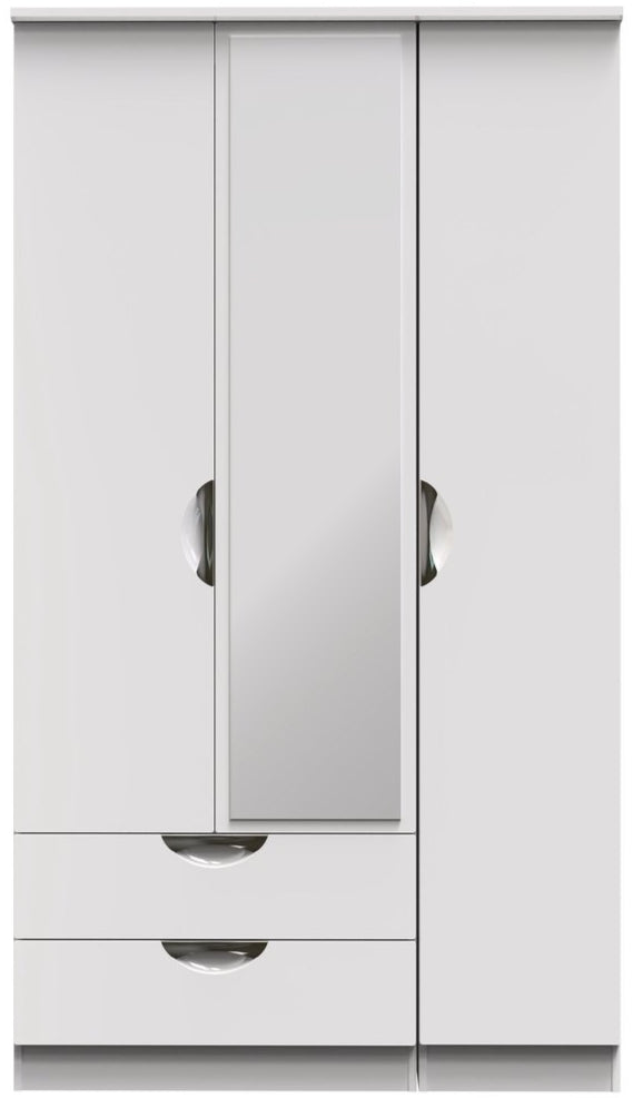 Camden Tall Mirrored Large 2 Drawer 3 Door Triple Wardrobe
