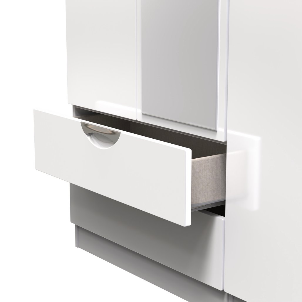 Camden Tall Mirrored Large 2 Drawer 3 Door Triple Wardrobe