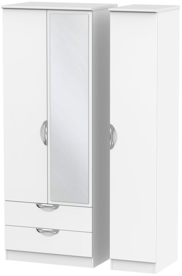 Camden Tall Mirrored Large 2 Drawer 3 Door Triple Wardrobe