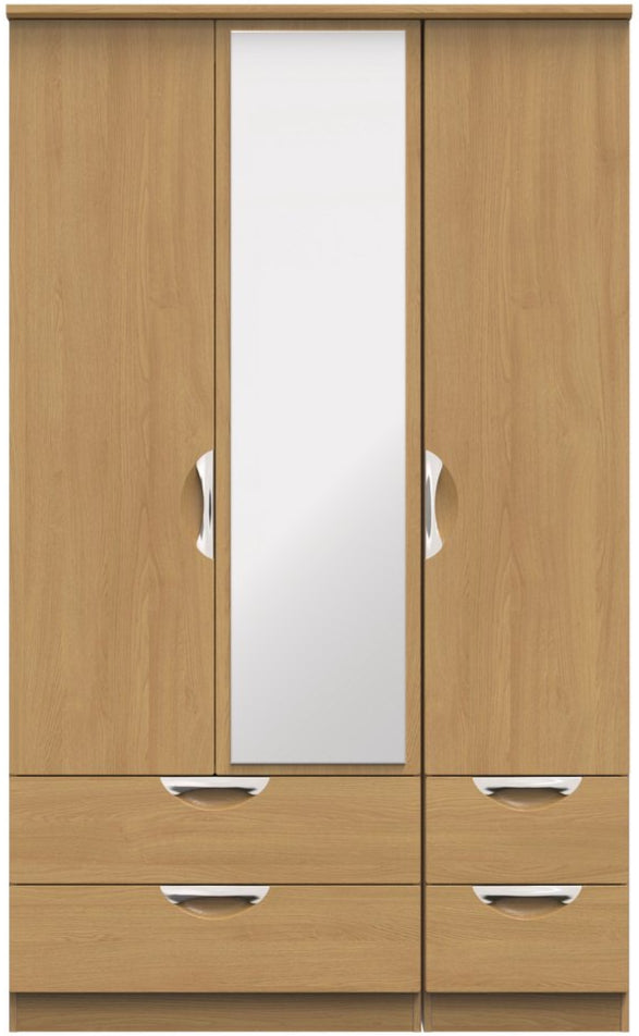 Camden Mirrored 4 Drawer 3 Door Triple Wardrobe