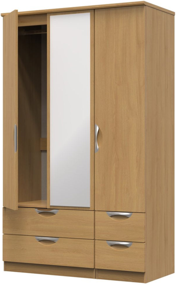 Camden Mirrored 4 Drawer 3 Door Triple Wardrobe