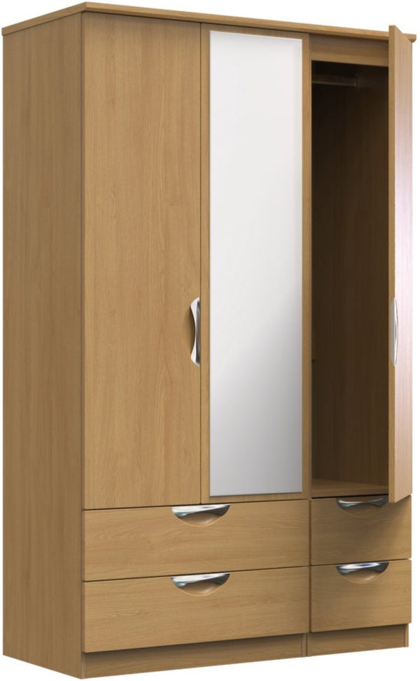 Camden Mirrored 4 Drawer 3 Door Triple Wardrobe