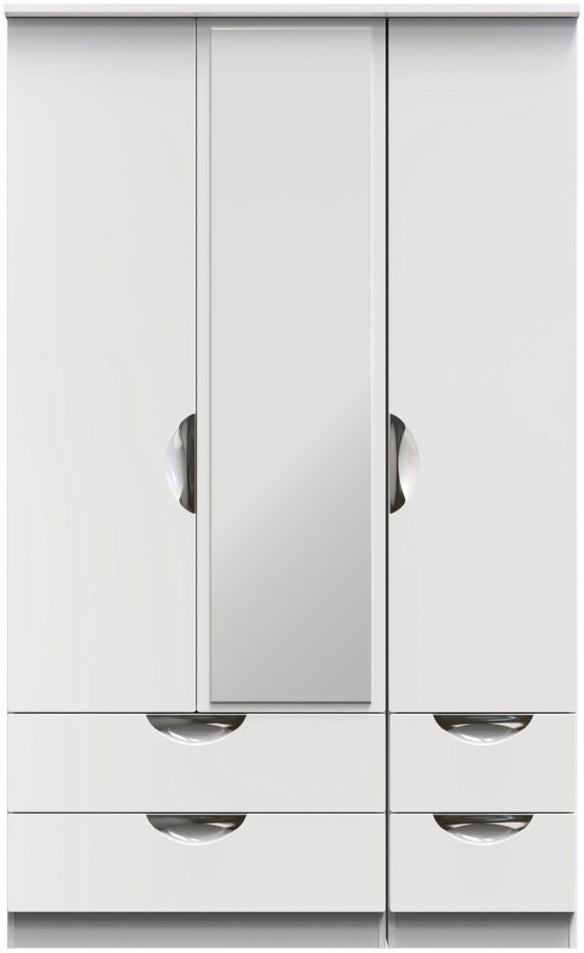 Camden Mirrored 4 Drawer 3 Door Triple Wardrobe