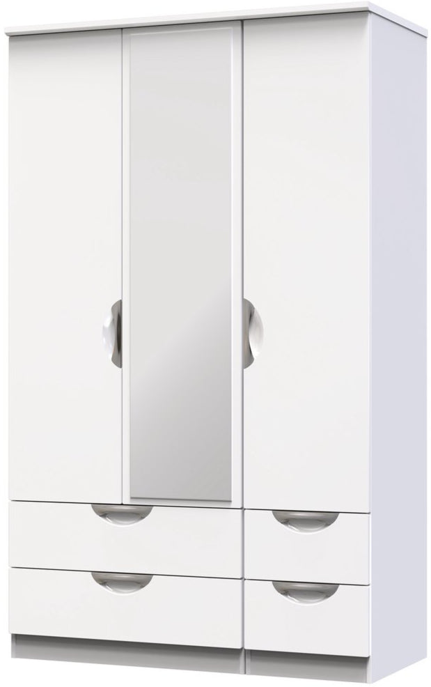 Camden Mirrored 4 Drawer 3 Door Triple Wardrobe