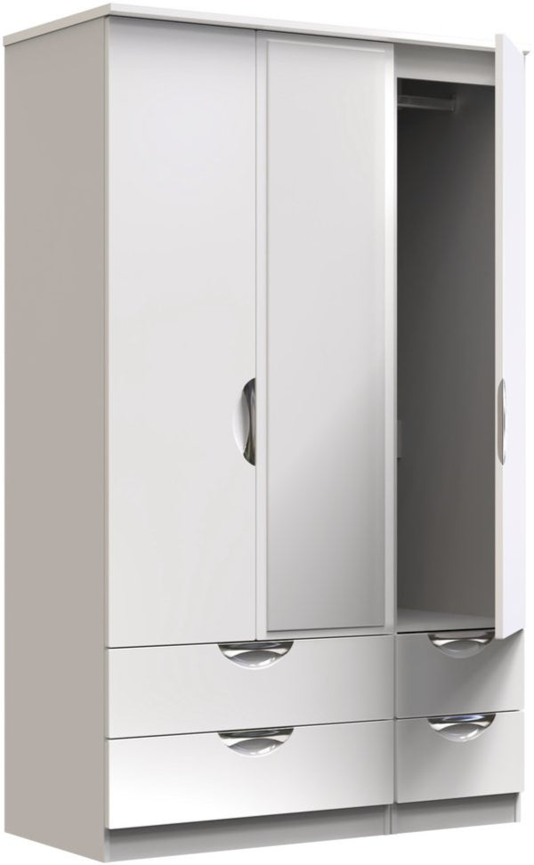 Camden Mirrored 4 Drawer 3 Door Triple Wardrobe