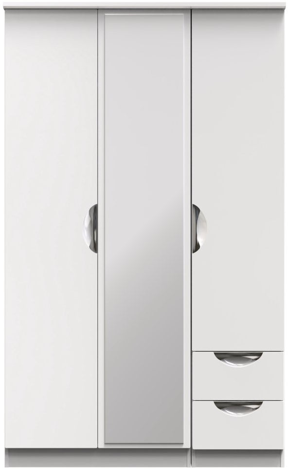 Camden Mirrored Small 2 Drawer 3 Door Triple Wardrobe