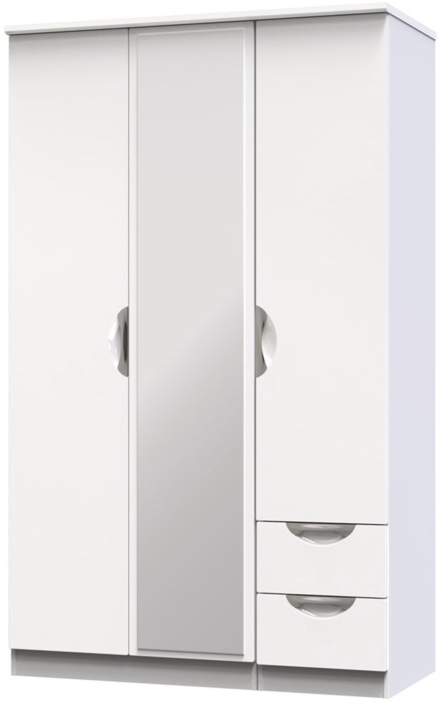 Camden Mirrored Small 2 Drawer 3 Door Triple Wardrobe