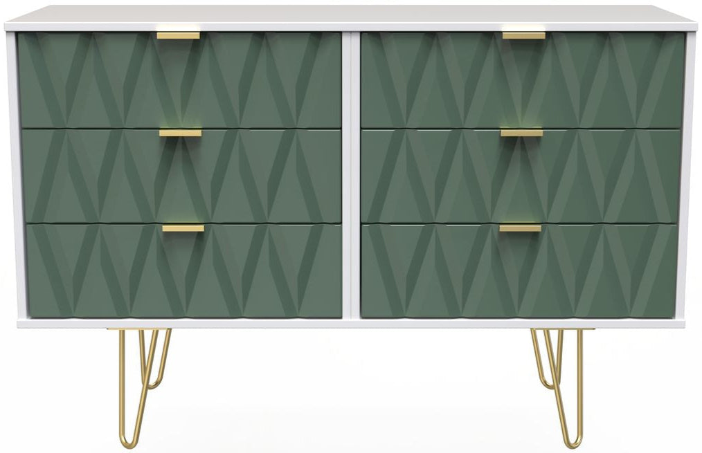 Diamond 6 Drawer Midi Chest with Gold Hairpin Legs