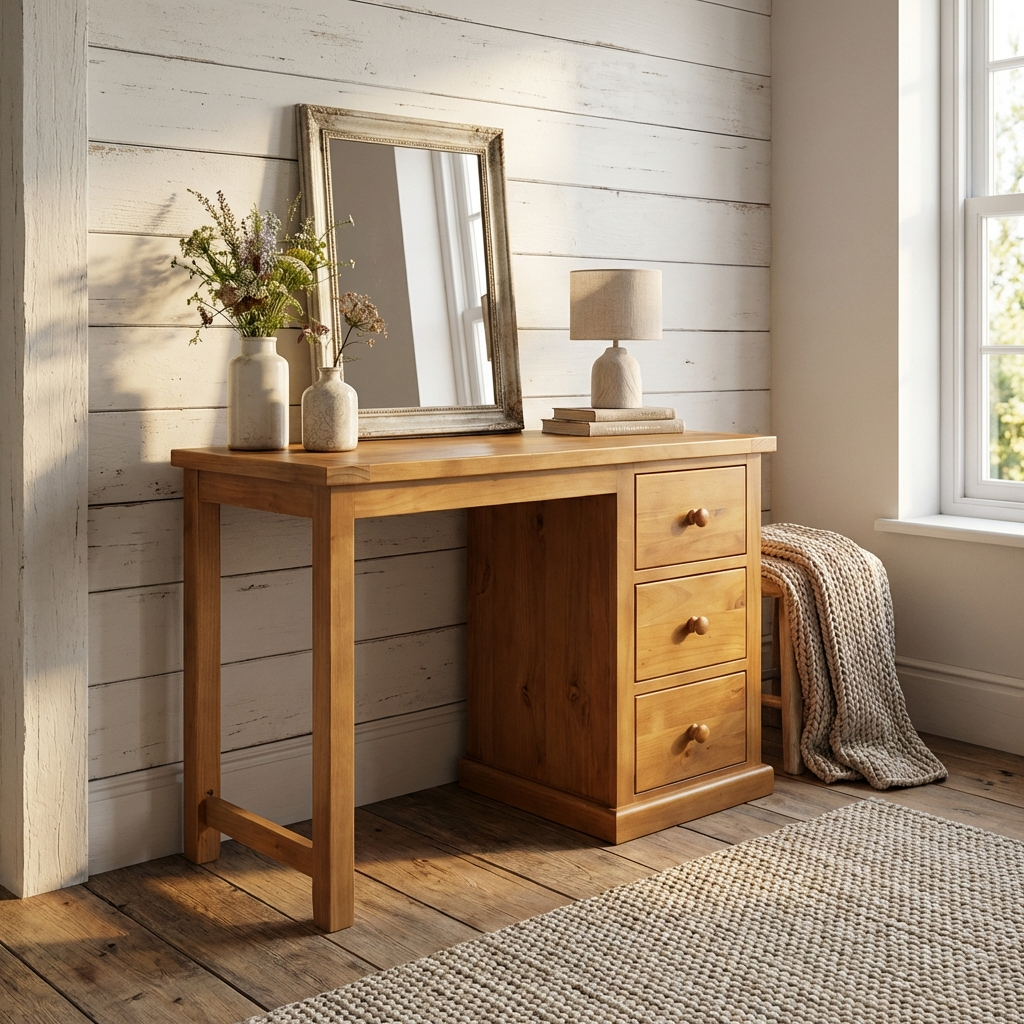 Verde 3 Drawer Single Pedestal Dressing Table